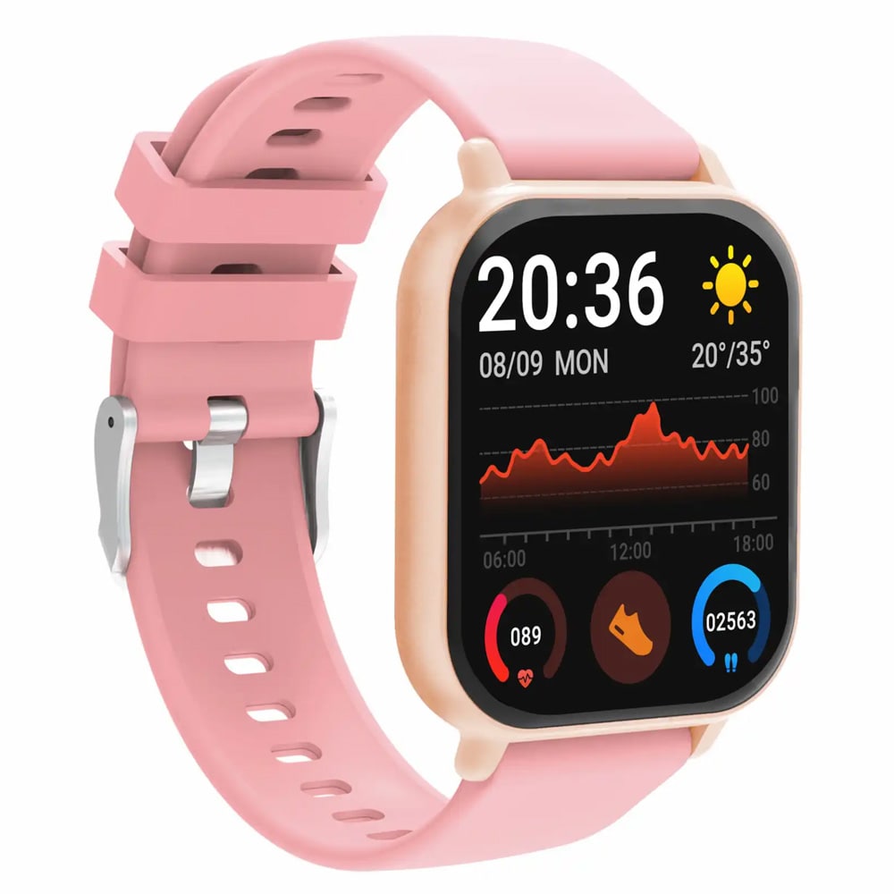 Denver Smartwatch med hälsosensorer - Rosa / smartklocka med samtalsfunktion / IP65 aktivitetsklocka / 1,81 tum pekskärm