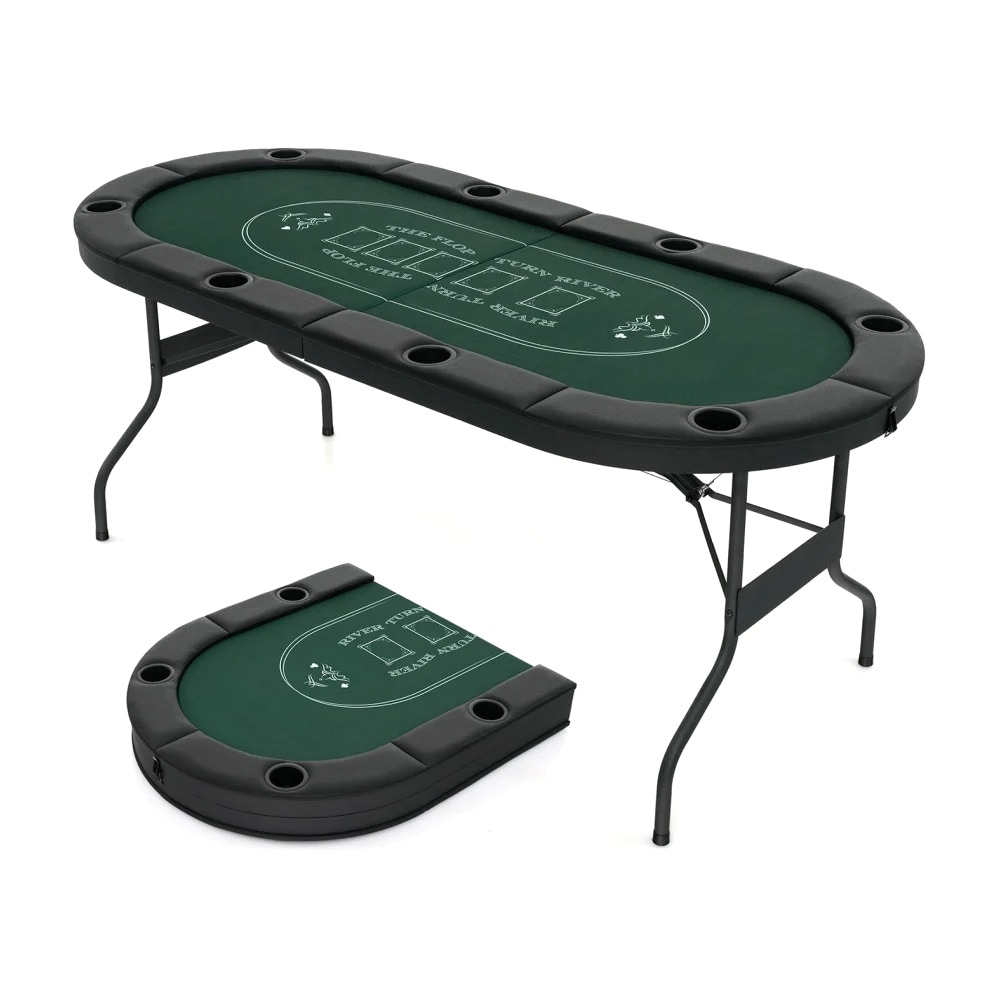 Fällbart pokerbord / casinobord för Texas Hold’em och blackjack – 6–8 spelare