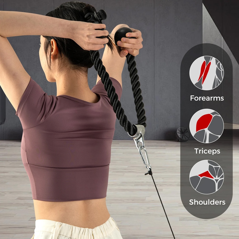 Tilbehørssett for overkroppstrening til kabeltrekk / treningstilbehør for multigym og kabelmaskin