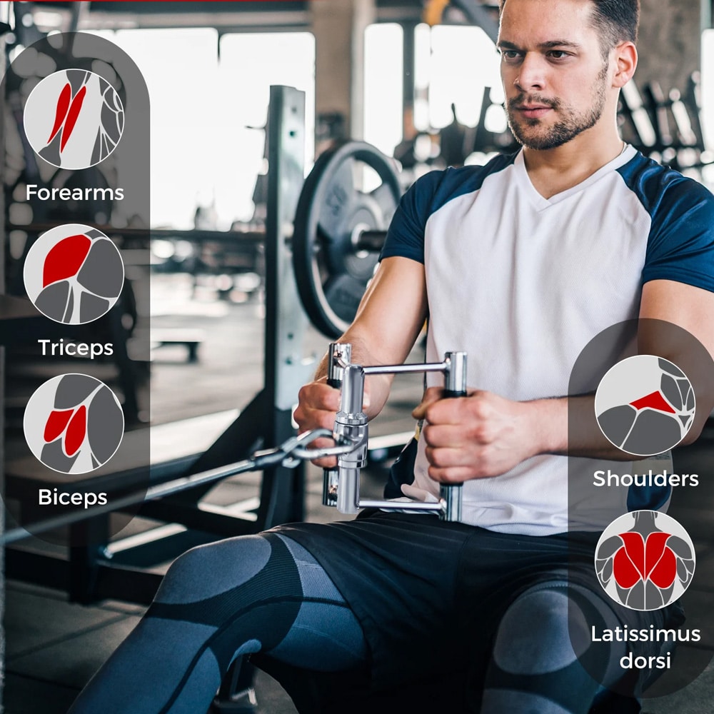 Tilbehørssett for overkroppstrening til kabeltrekk / treningstilbehør for multigym og kabelmaskin