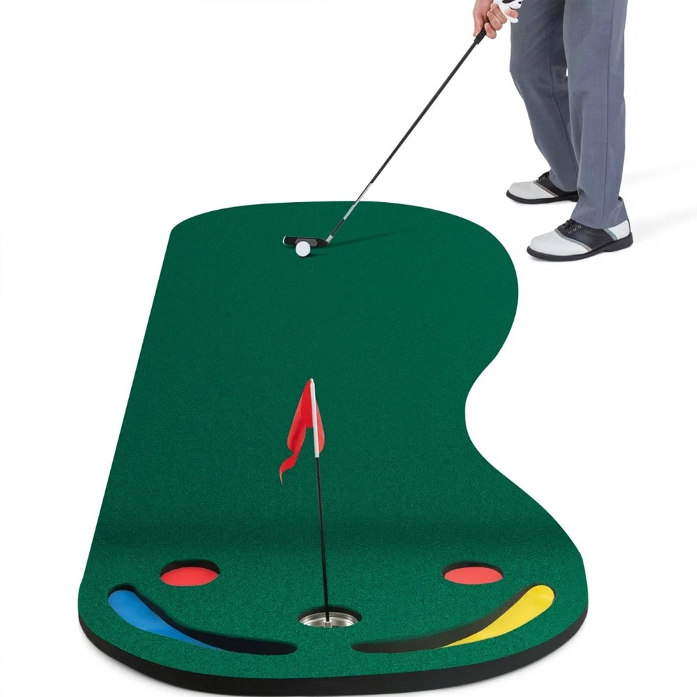 Golf Putting Green 3 m – puttingmatte med 3 hull og hinder - innendørs / utendørs bruk
