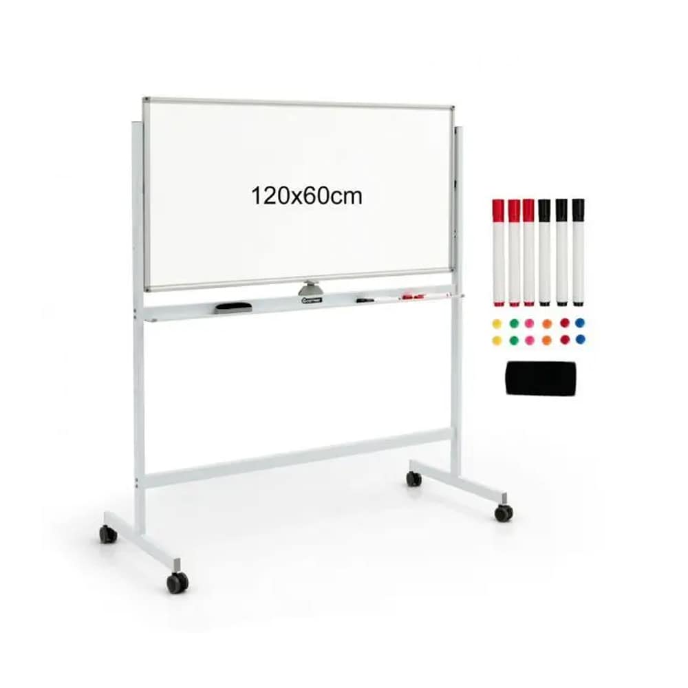 Dubbelsidig whiteboard på hjul – magnetisk skrivtavla för kontor, skola och hem