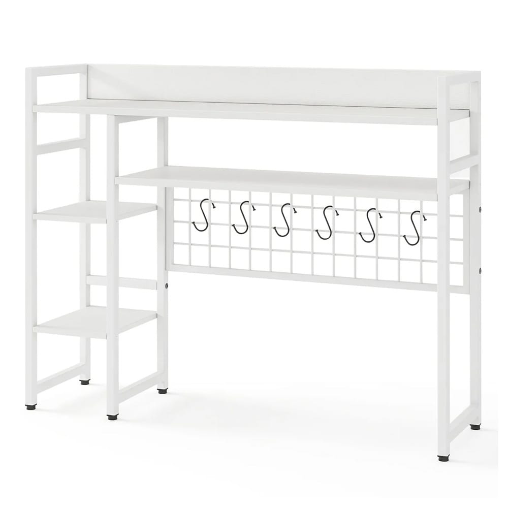 Vit Skrivbordshylla – skärmställ, desktop organizer och förvaringshylla med krokar