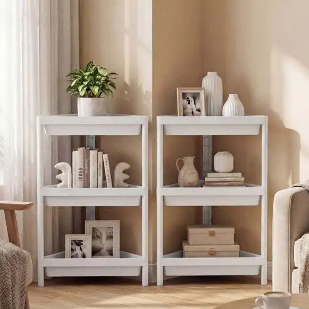 Hörnhylla 2-pack – duschhylla för hörn / badrumshylla / hörnförvaring – vit