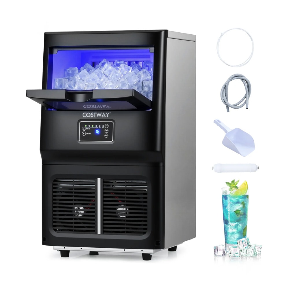 Ismaskin 25–30 kg/dygn – fristående iskubsmaskin för hem och företag – svart