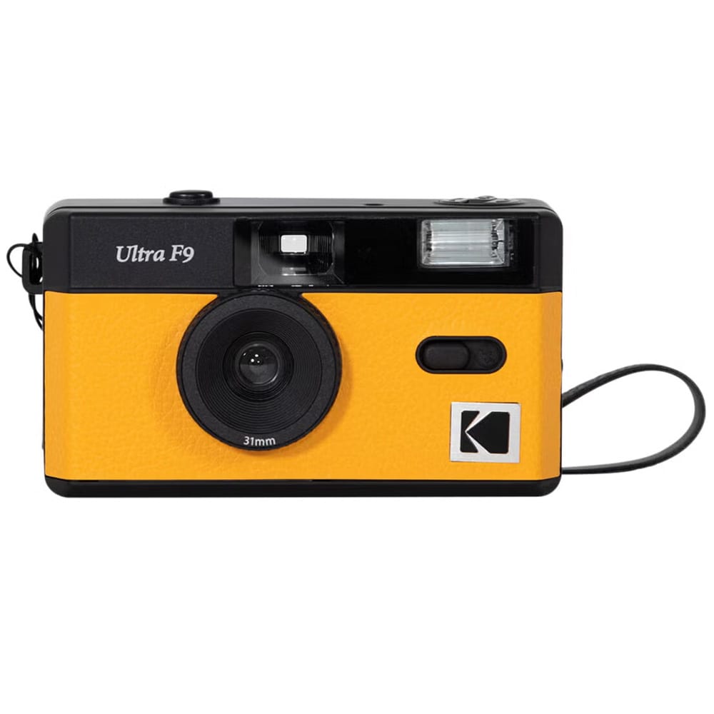 Kodak Ultra F9 analog kamera 35 mm – gul/svart kamera för filmrulle / retrokamera