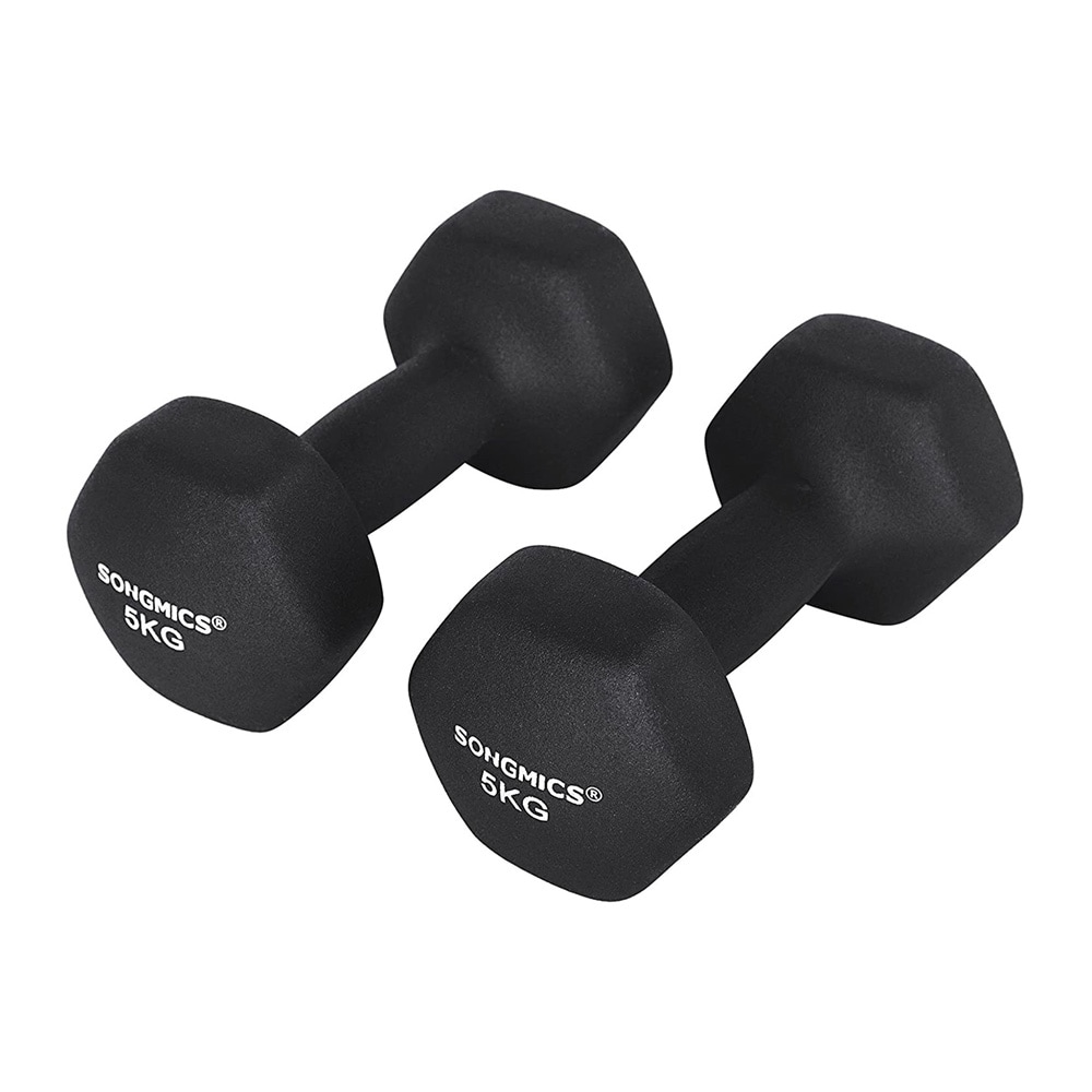 Neoprenmanualer 5 kg 2-pk svart / sekskantede manualer / manualsett for styrke- og hjemmetrening