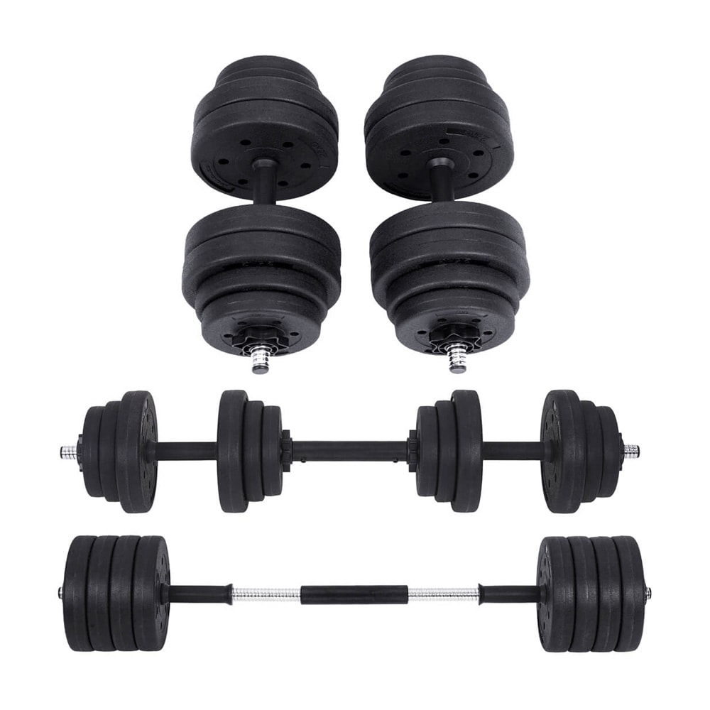 Justerbar skivstång och hantlar 30 kg 2-i-1 / hantelset med vikter / styrketräning set med kopplingsstång