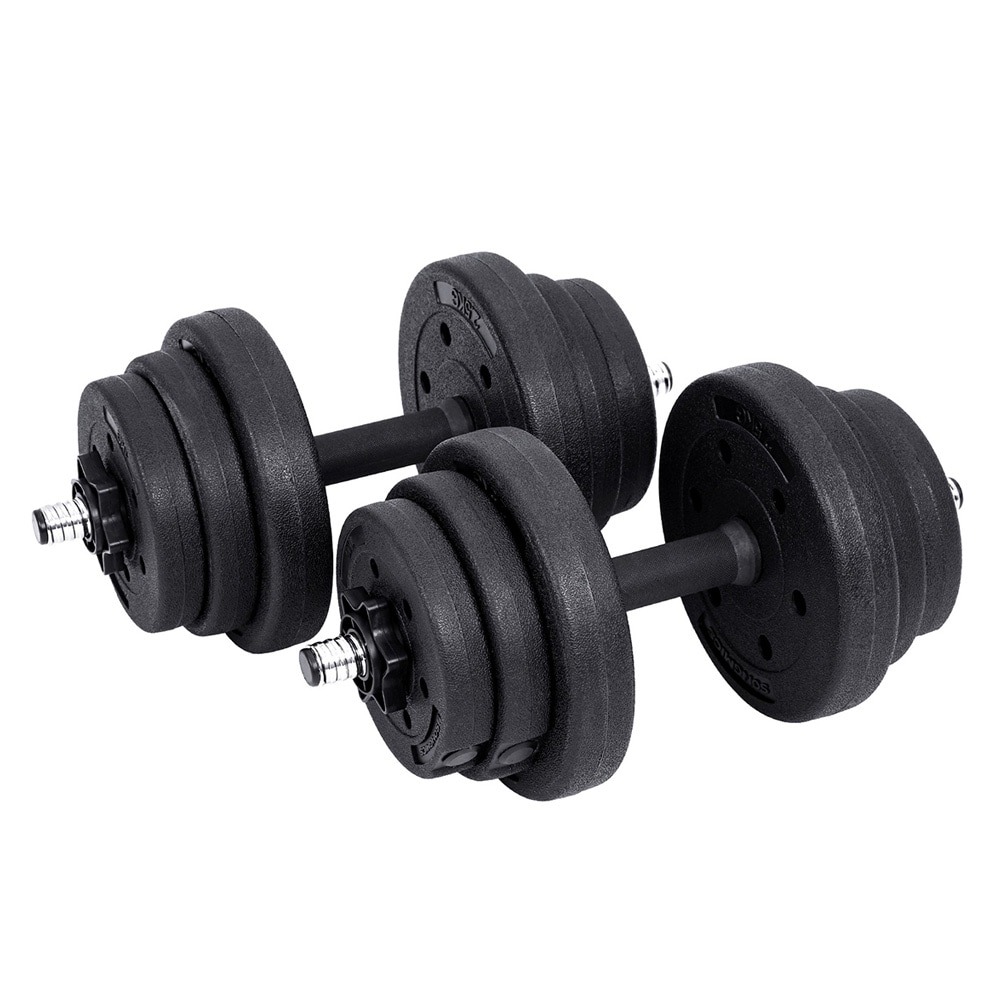 Justerbar skivstång och hantlar 20 kg 2-i-1 / hantelset med viktskivor / styrketräning hemmagym set