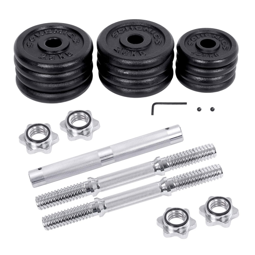 Justerbare manualer 2 x 15 kg / manualsett / støpejernsvekter / vekter i støpejern / sammenkoblingsstang