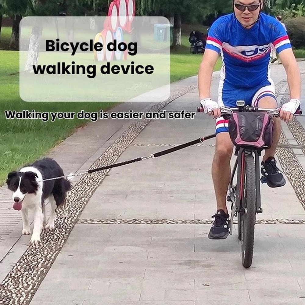 Cykelkoppel med distans för hund / handsfree-koppel / flexibel cyckellina / cykelfäste för hund
