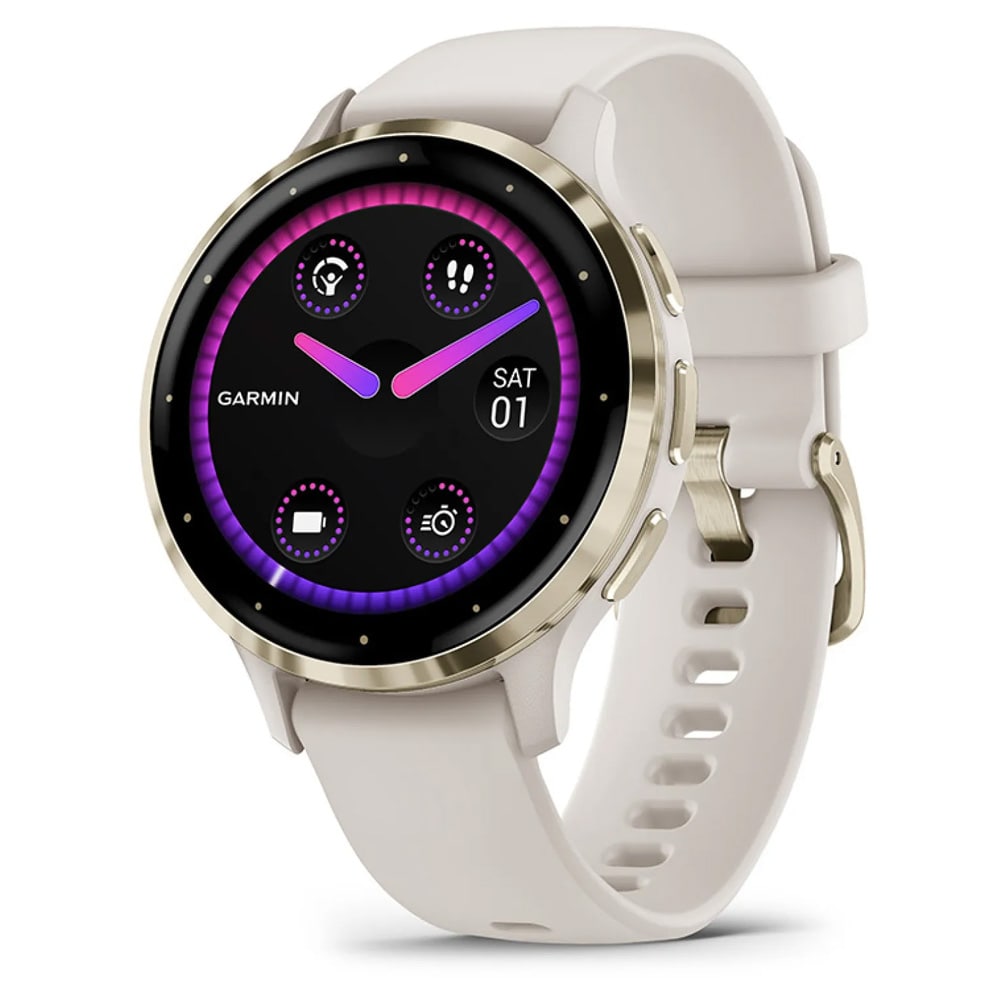 Garmin Venu 3S Smartwatch 41 mm Ivory – träningsklocka / sportklocka / pulsklocka med pekskärm