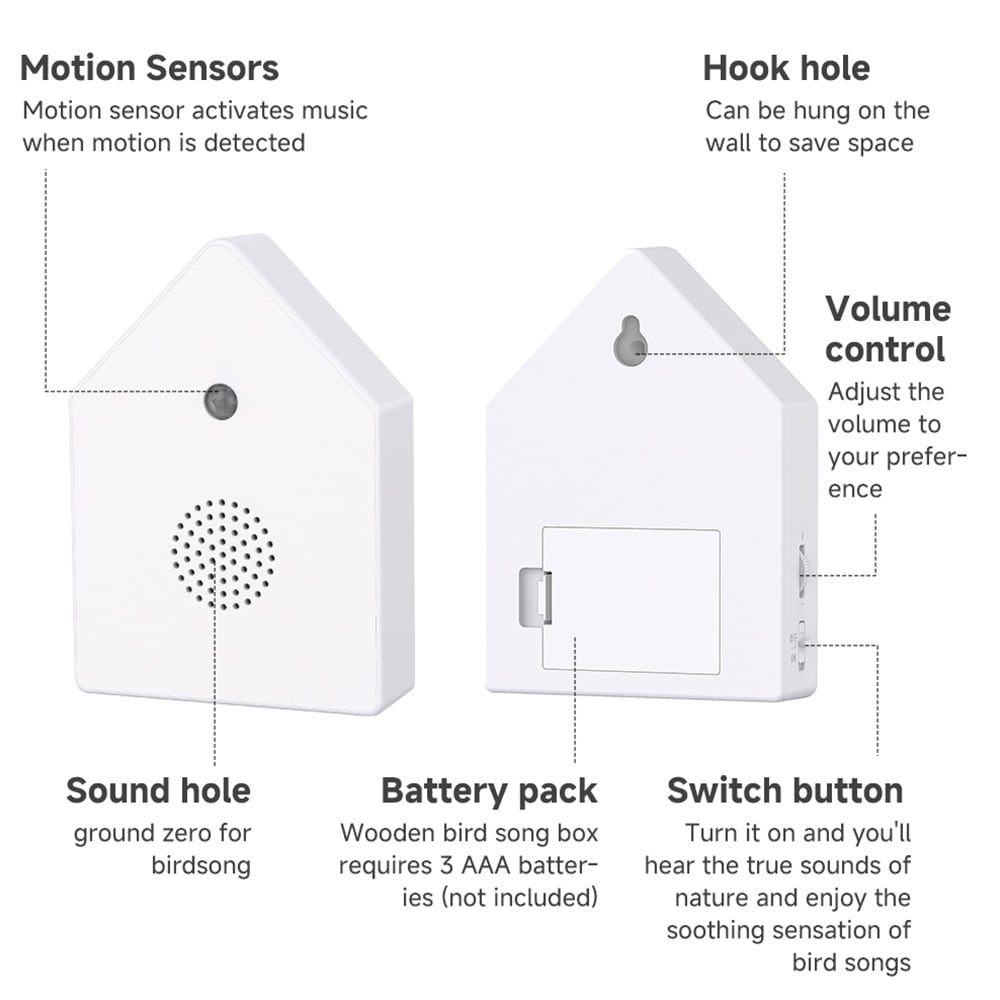 Fågelkvitterbox med rörelsesensor / ljudbox med fågelsång / batteridriven högtalare med naturljud