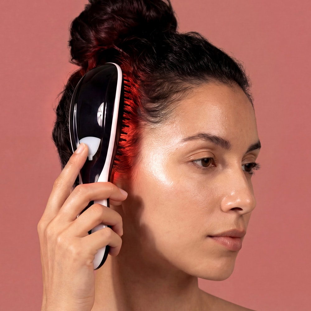 Hårbottenborste med LED och massage – scalp brush / massageborste / hårvårdsborste