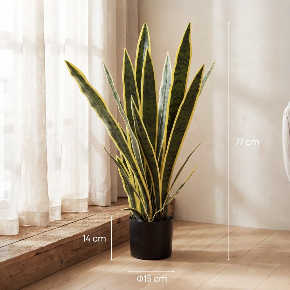 Konstgjord ormväxt 77 cm / konstväxt i kruka / sansevieria konstgjord växt / dekorativ inomhusväxt