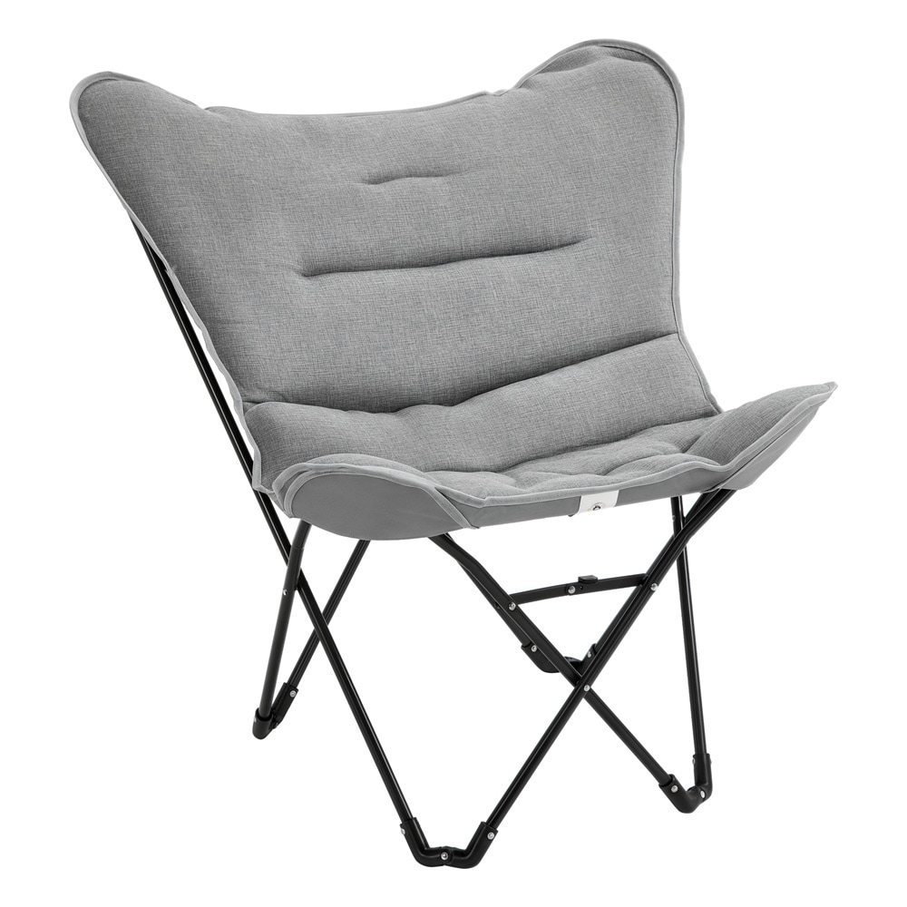 Hopfällbar campingstol / vadderad campingstol / portabel fällstol för camping och trädgård - Grå