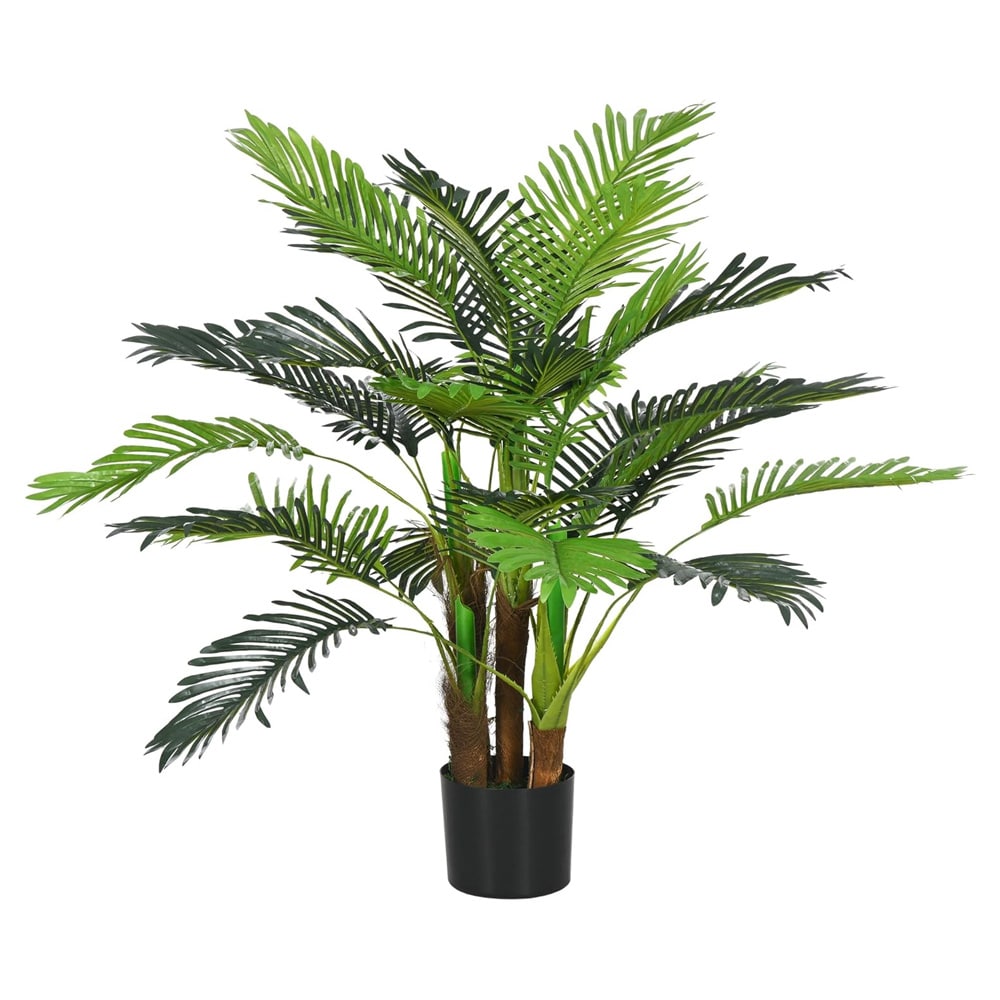 Konstgjord palm 100 cm / palmväxt i kruka / dekorativ konstväxt för inomhus och utomhus / naturtrogen palm