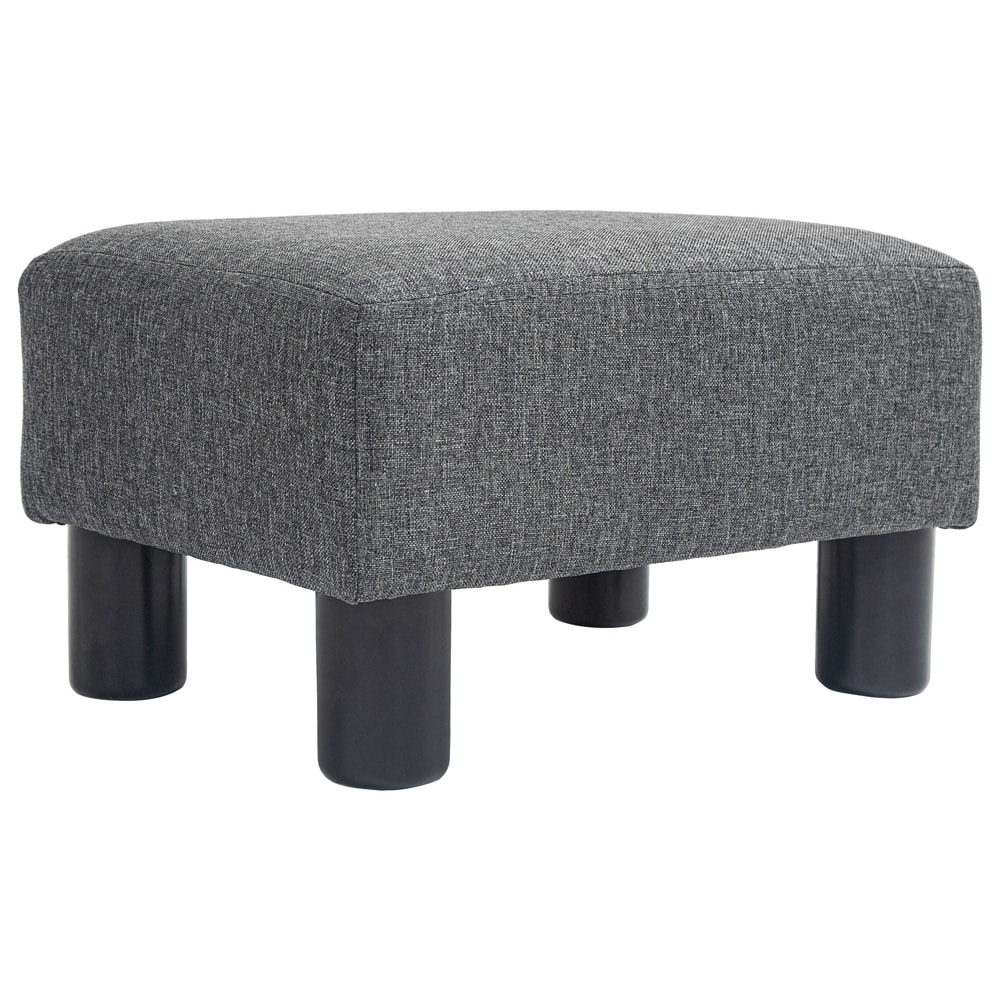 Fotpall med vaddering / sittpuff i tyg / liten pall med mjuk sits - Grå