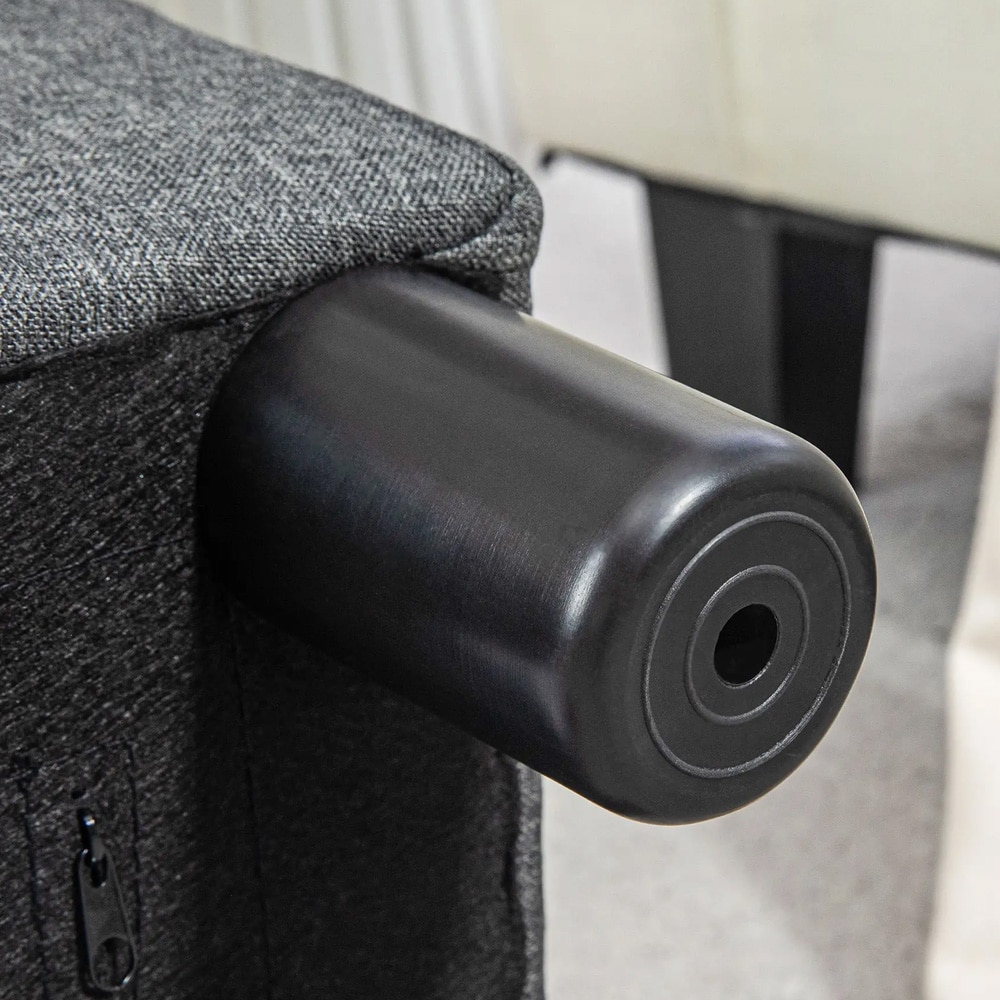 Fotpall med vaddering / sittpuff i tyg / liten pall med mjuk sits - Grå