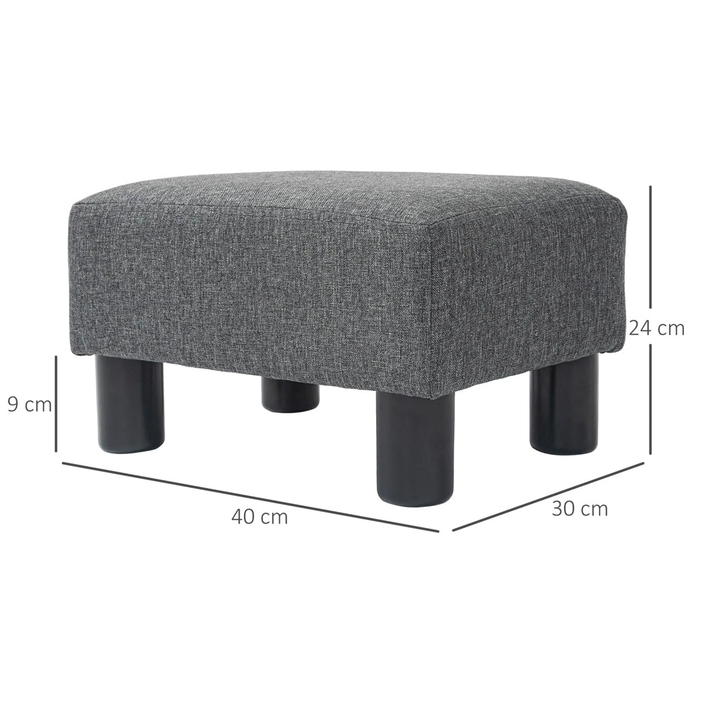 Fotpall med vaddering / sittpuff i tyg / liten pall med mjuk sits - Grå