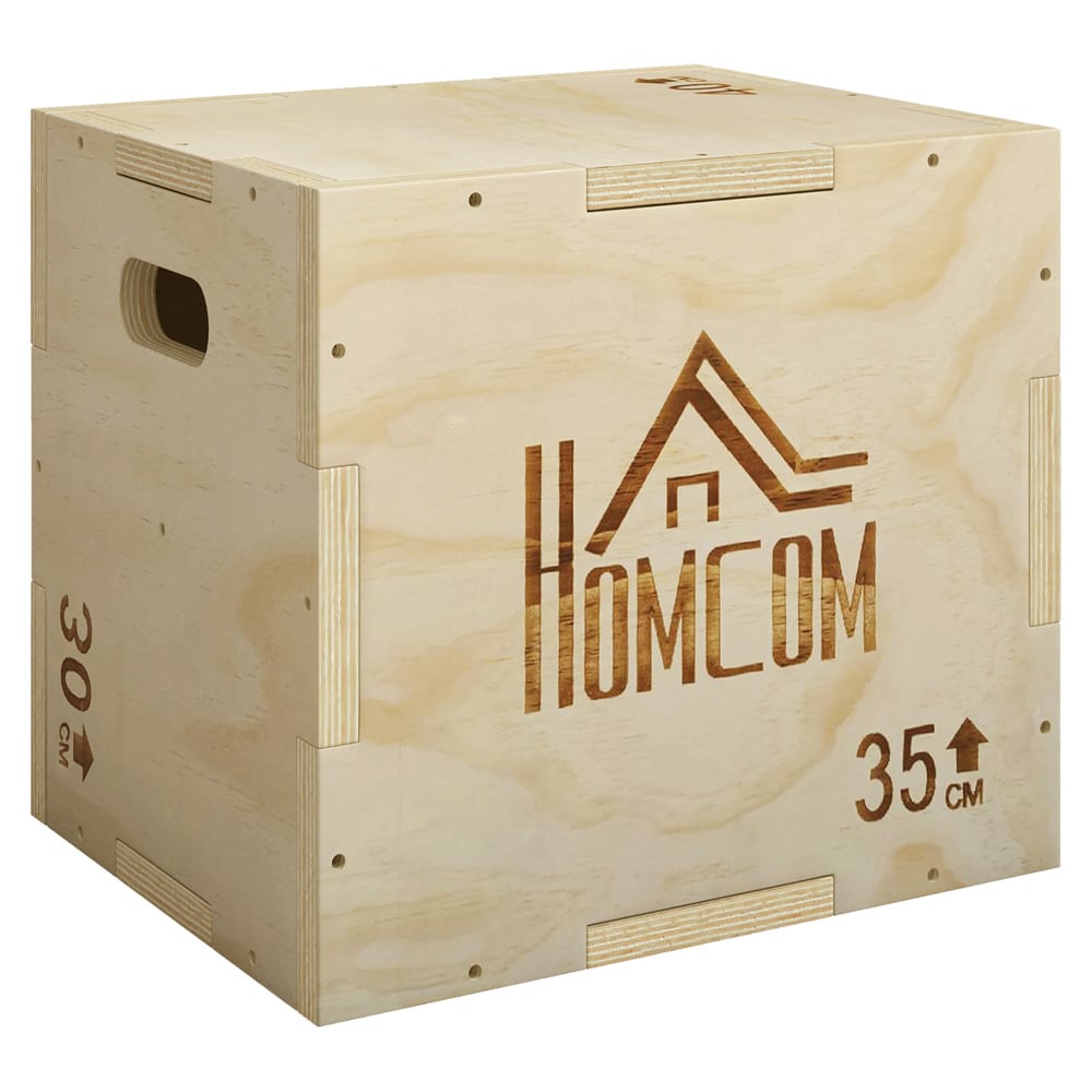 Plyoboks 3-i-1 i tre - hoppboks 40,5 x 35,5 x 30,5 cm / hoppboks med 3 høyder og håndtak