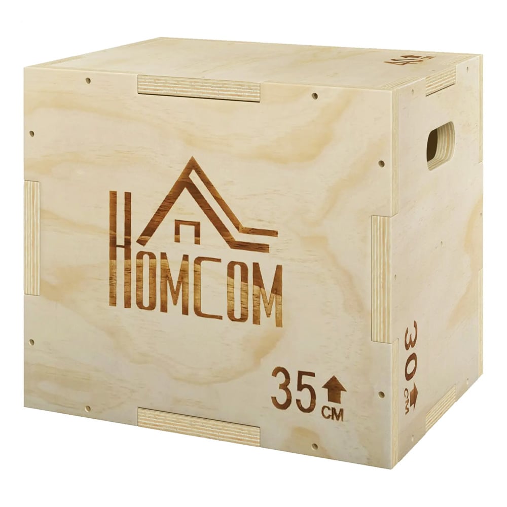 Plyoboks 3-i-1 i tre - hoppboks 40,5 x 35,5 x 30,5 cm / hoppboks med 3 høyder og håndtak