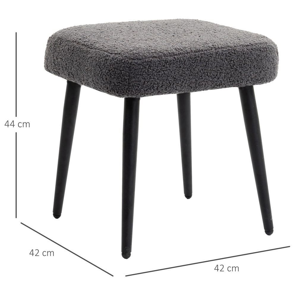 Sittpuff / fotpall / pall i cashmere-look med stålben 42x42x44cm - Grå