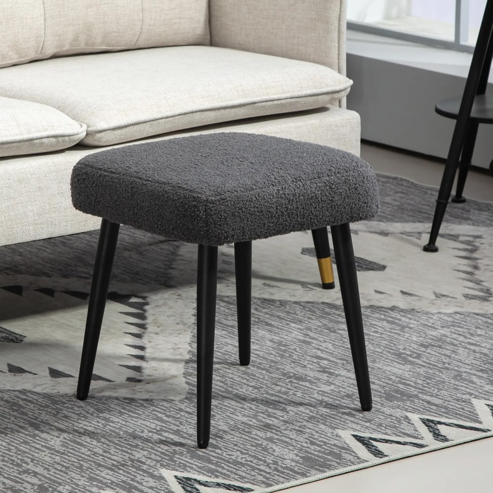 Sittpuff / fotpall / pall i cashmere-look med stålben 42x42x44cm - Grå