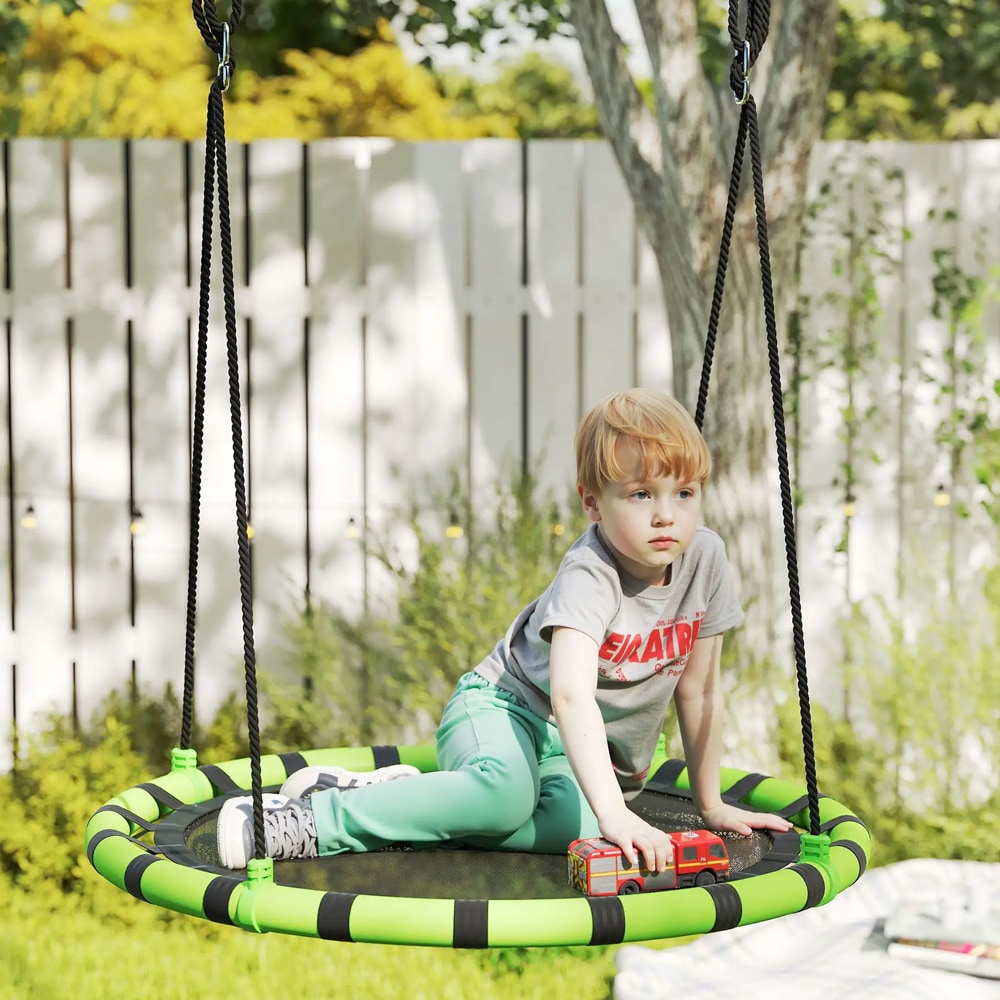 Barngunga - fågelbogunga/ gunga Ø100cm med justerbara rep - svart