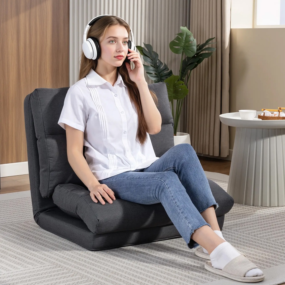 Saccosäck med sängfunktion lutbart ryggstöd / golvfåtölj hopfällbar / bäddbar sittsäck med justerbar rygg