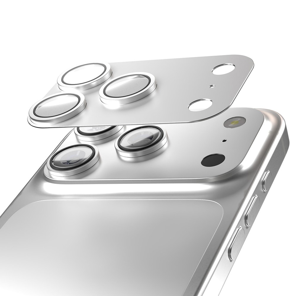 Etteri kameraskydd till iPhone 17 Pro Max - Silver / kameralinsskydd aluminium / linsskydd 9H glas