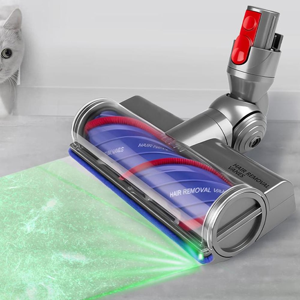 Dammsugarmunstycke med LED till Dyson V7 / V8 / V10 / V11 / V15 / motoriserat borsthuvud med anti-trassel
