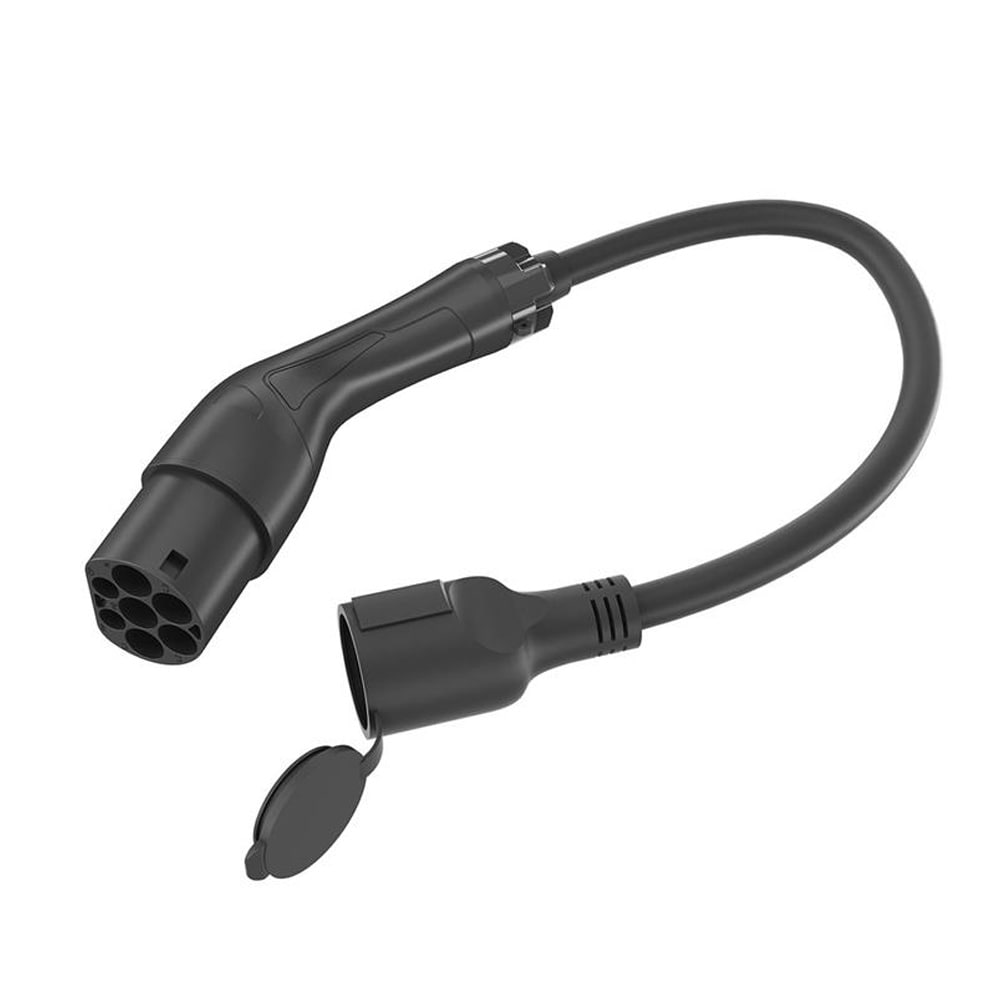 EV laddadapter Typ 2 till Schuko 3,7 kW / adapterkabel 16A / laddadapter elbil 0,5 m