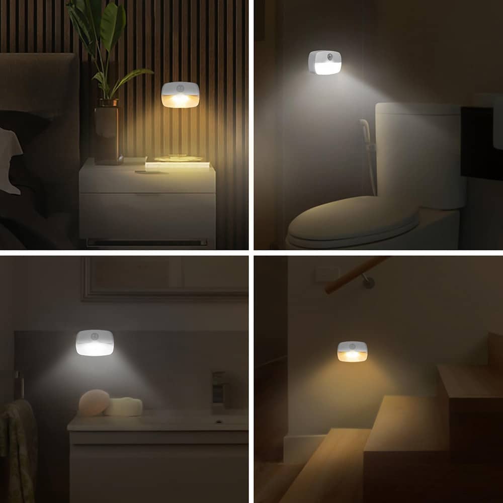 LED nattlampa med rörelsesensor / batteridriven sensorlampa 3-pack / automatisk LED-belysning 3000K