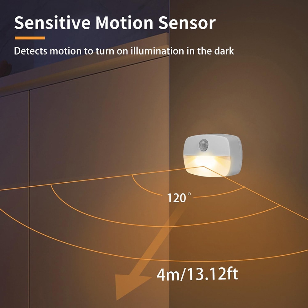 LED nattlampa med rörelsesensor / batteridriven sensorlampa 3-pack / automatisk LED-belysning 3000K