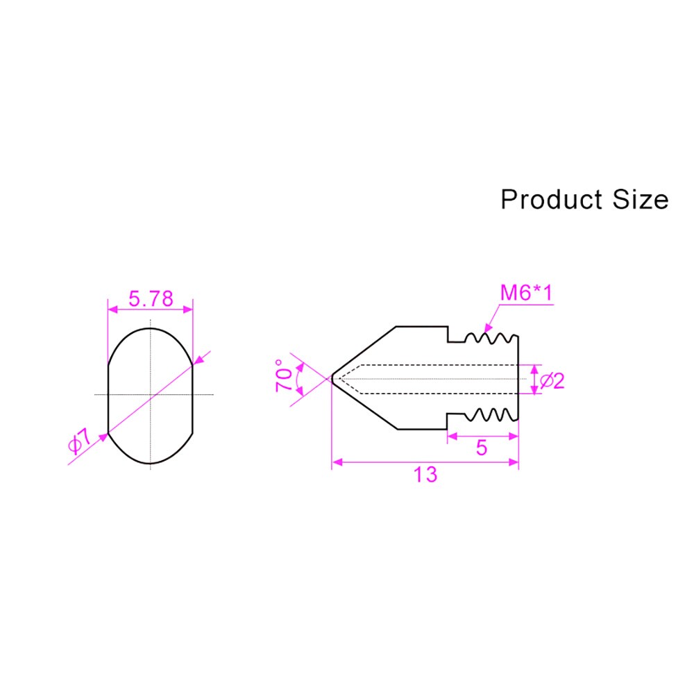Munstycke i härdat stål Makerbot MK8 1.75 mm / 3D-skrivarmunstycke set 0.2–1.0 mm / slitstarkt nozzle 5-pack