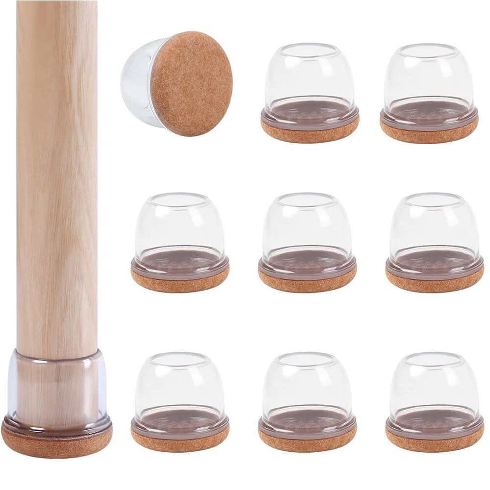 Runda stolbensskydd 25–37 mm / stolbenskoppar i TPE med filt / golvskydd 8-pack klar