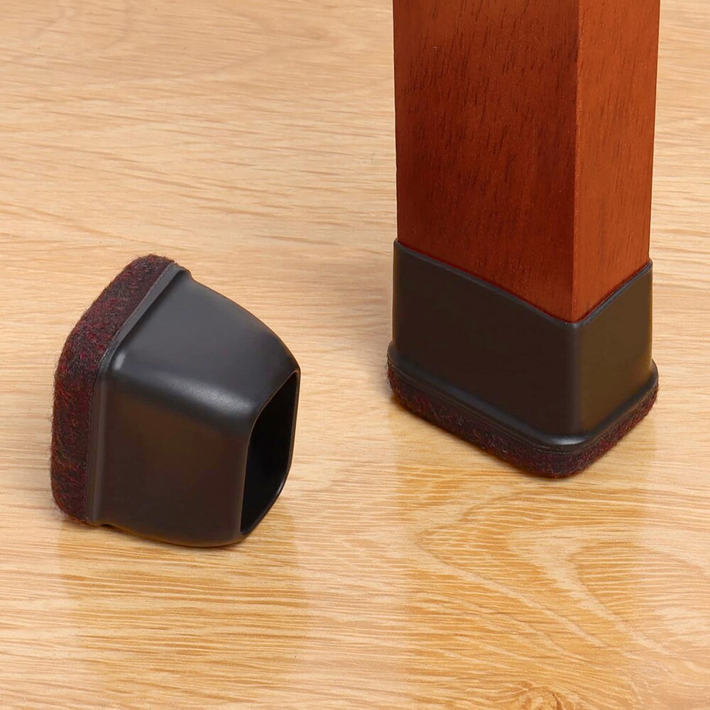 Stolbensskydd 32-42x16-21mm / möbeltassar / golvskydd i silikon med filt 8-pack - brun