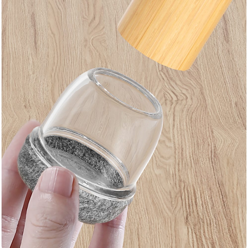 Runda stolbensskydd 30–40 mm / stolbenskoppar i TPE med filt / golvskydd 8-pack klar