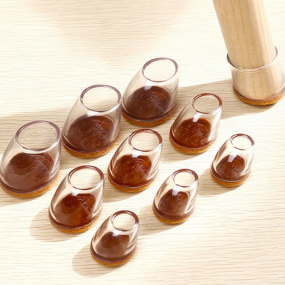 Vinklade stolbensskydd 20-25 mm / möbeltassar i silikon med filt / golvskydd för stolar och bord 8-pack - Klar