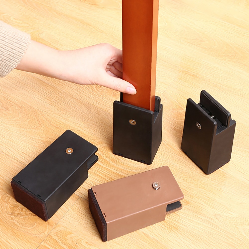 Justerbara möbelhöjare 100 mm / möbelförhöjare 30–50 mm / höjningsklossar för möbler 4-pack - Svart