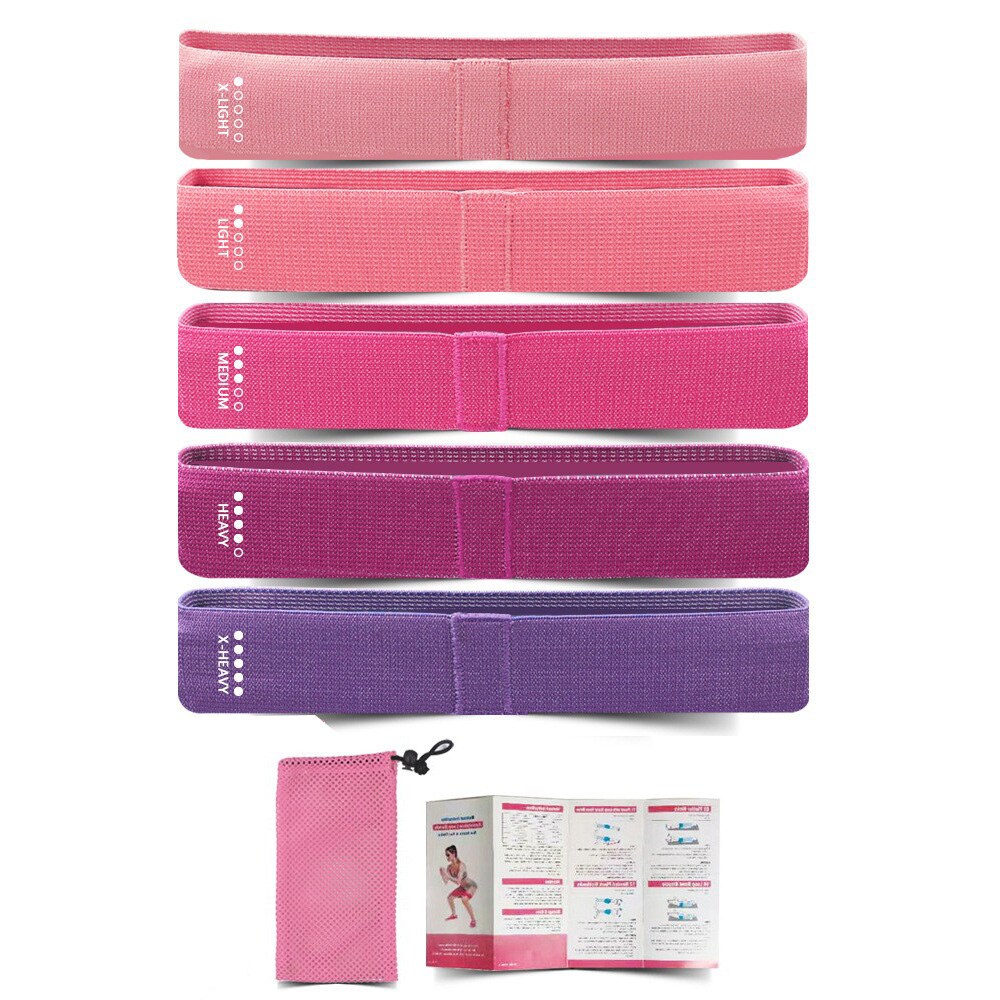 5-pakning motstandsbånd / mini-motstandsbånd / treningsbåndsett / bootyband