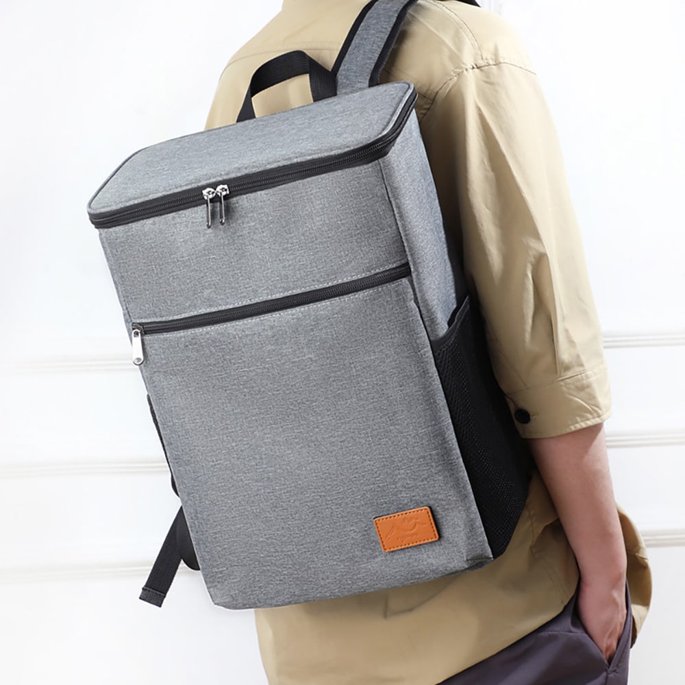 Kylryggsäck isolerad 28 cm / kylväska ryggsäck smal / lunchryggsäck / kylbag ryggsäck / matryggsäck - Grå
