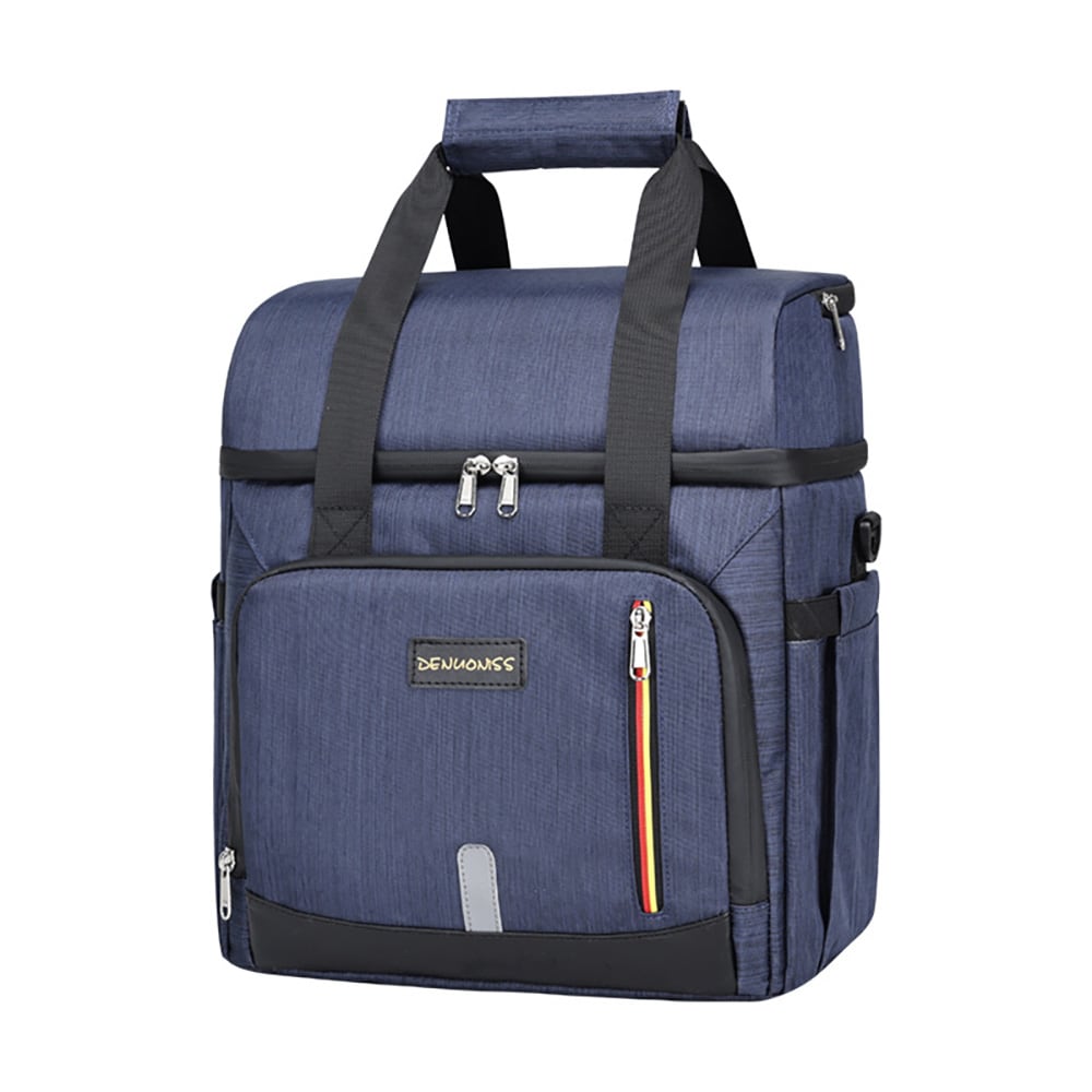 Kylväska 20L med flera fack / isolerad lunchväska stor / kylbag organiserad / matväska med bestickfack / kylväska 35 cm - Blå