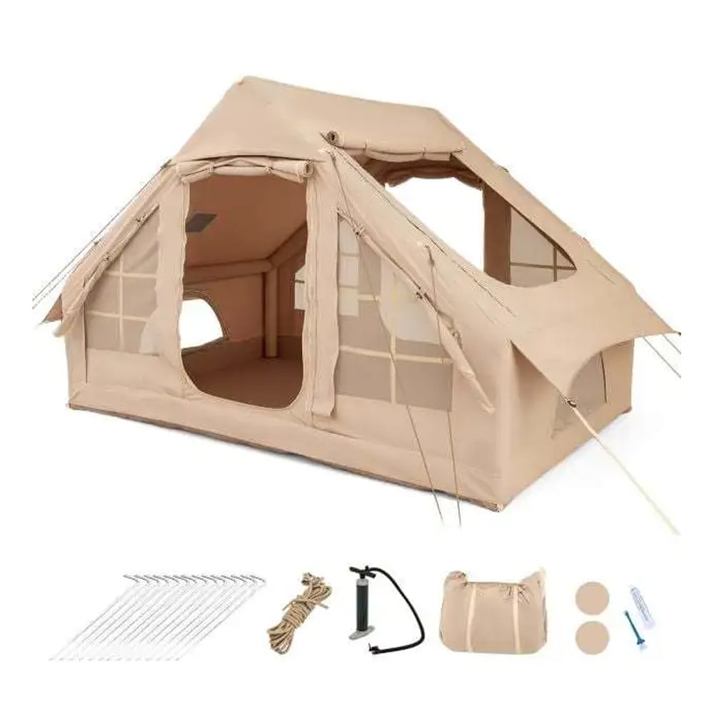 Oppblåsbart telt med pumpe – campingtelt / lufttelt for 4–6 personer