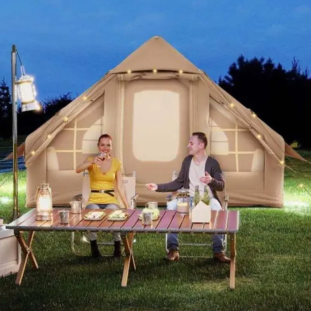 Oppblåsbart telt med pumpe – campingtelt / lufttelt for 4–6 personer