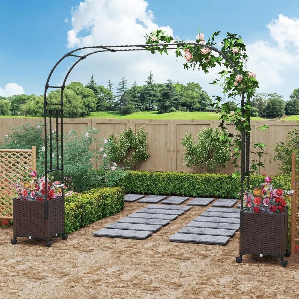 Trädgårdsbåge - spaljébåge med planteringslådor / pergolabåge / rosenbåge