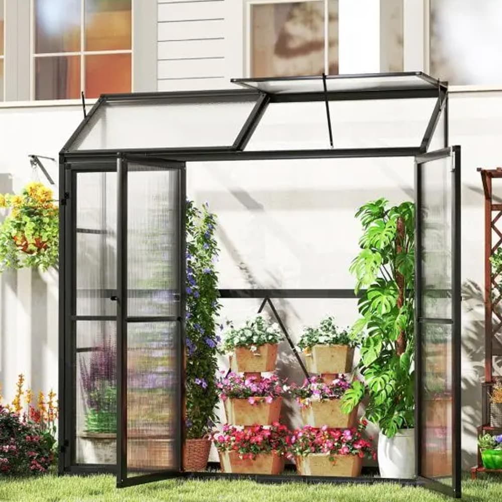 Väggväxthus 180x52x190cm i polykarbonat / gångväxthus / växthus / trädgårdsväxthus