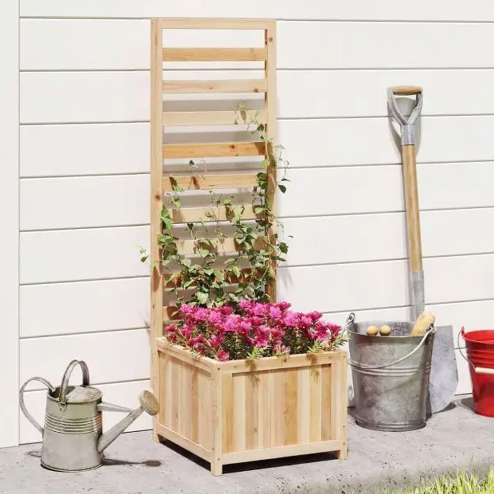 Odlingslåda med spaljé 123cm - upphöjd planteringslåda / blomlåda / växtlåda med klätterstöd