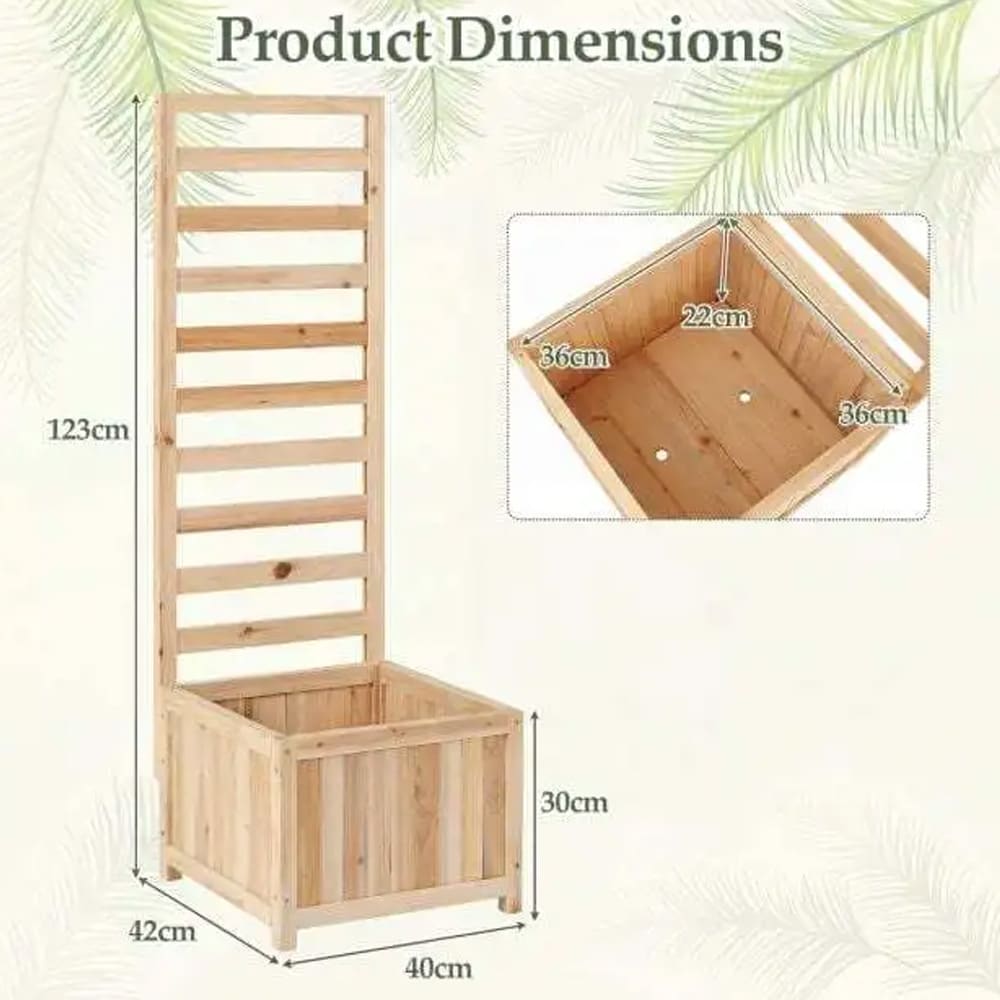 Odlingslåda med spaljé 123cm - upphöjd planteringslåda / blomlåda / växtlåda med klätterstöd